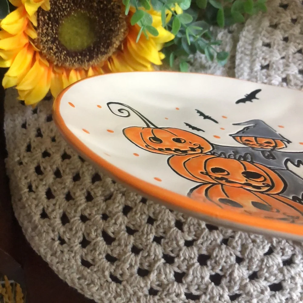 Scarecrow Jack O’Lantern Scarecrow Halloween Salad  Luncheon Plates